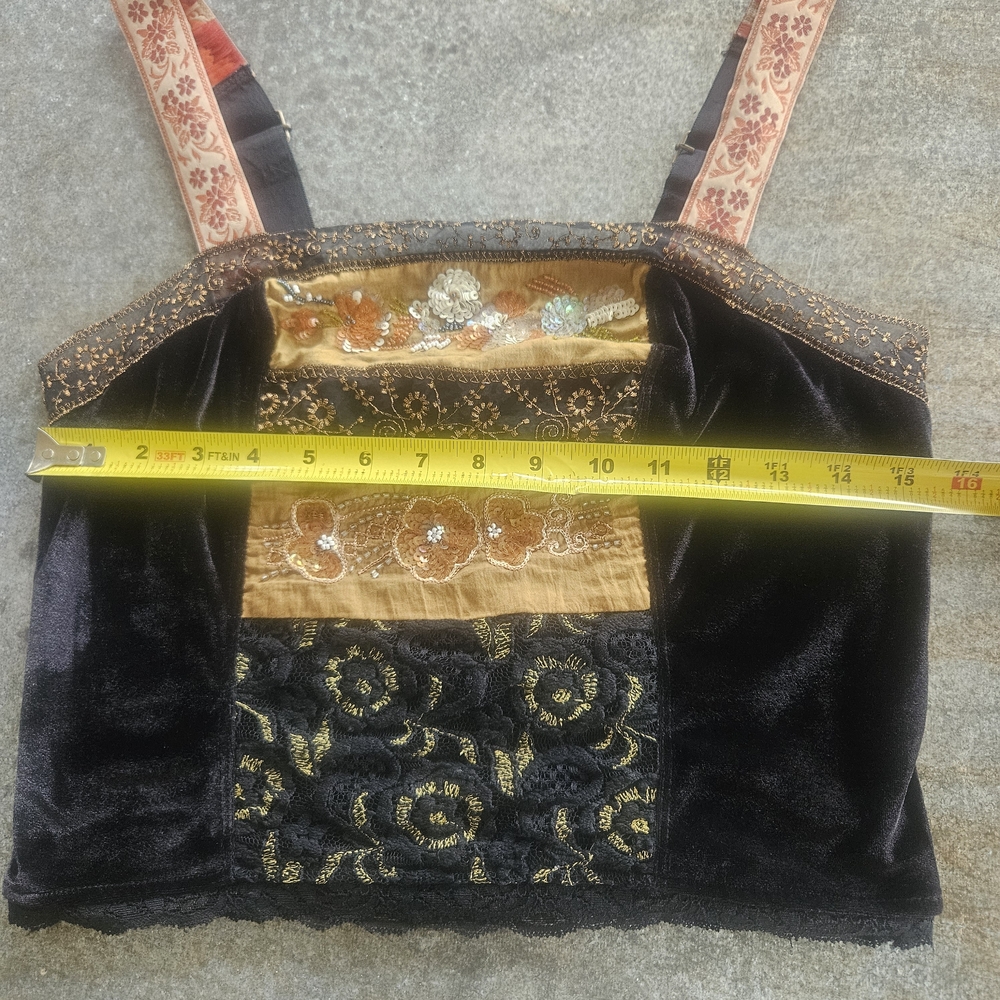Free People Black and Gold Floral Tank Top - Picture 7 of 10